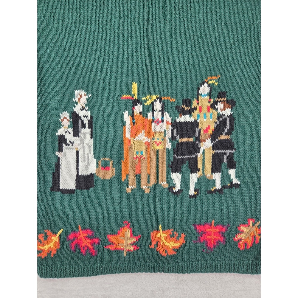 Vintage Thanksgiving Cardigan Sweater Autumn Fall Medium Oversized Turkey Leaves - Picture 8 of 8